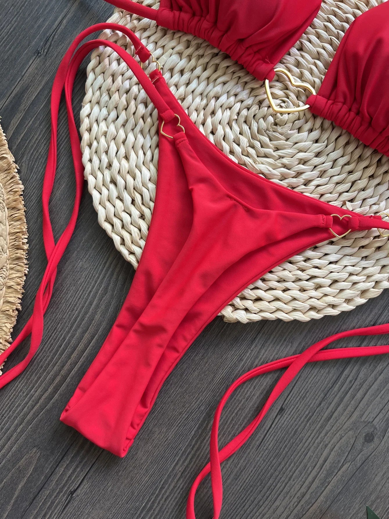 Sexy Simple Solid Women Halter Bikini Set