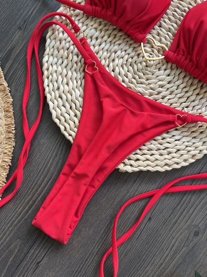 Sexy Simple Solid Women Halter Bikini Set