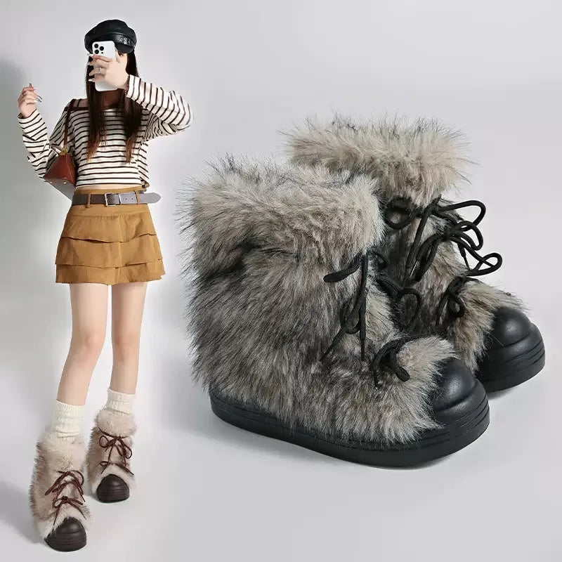 Cold Fighter Furr Plush Warmy Feeling Designer Boots For Women