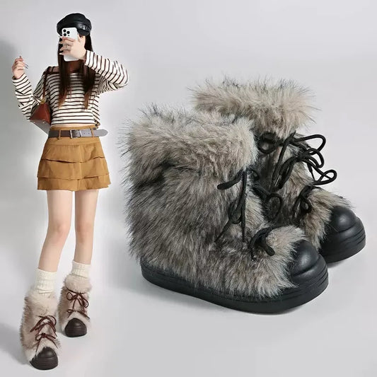 Cold Fighter Furr Plush Warmy Feeling Designer Boots For Women