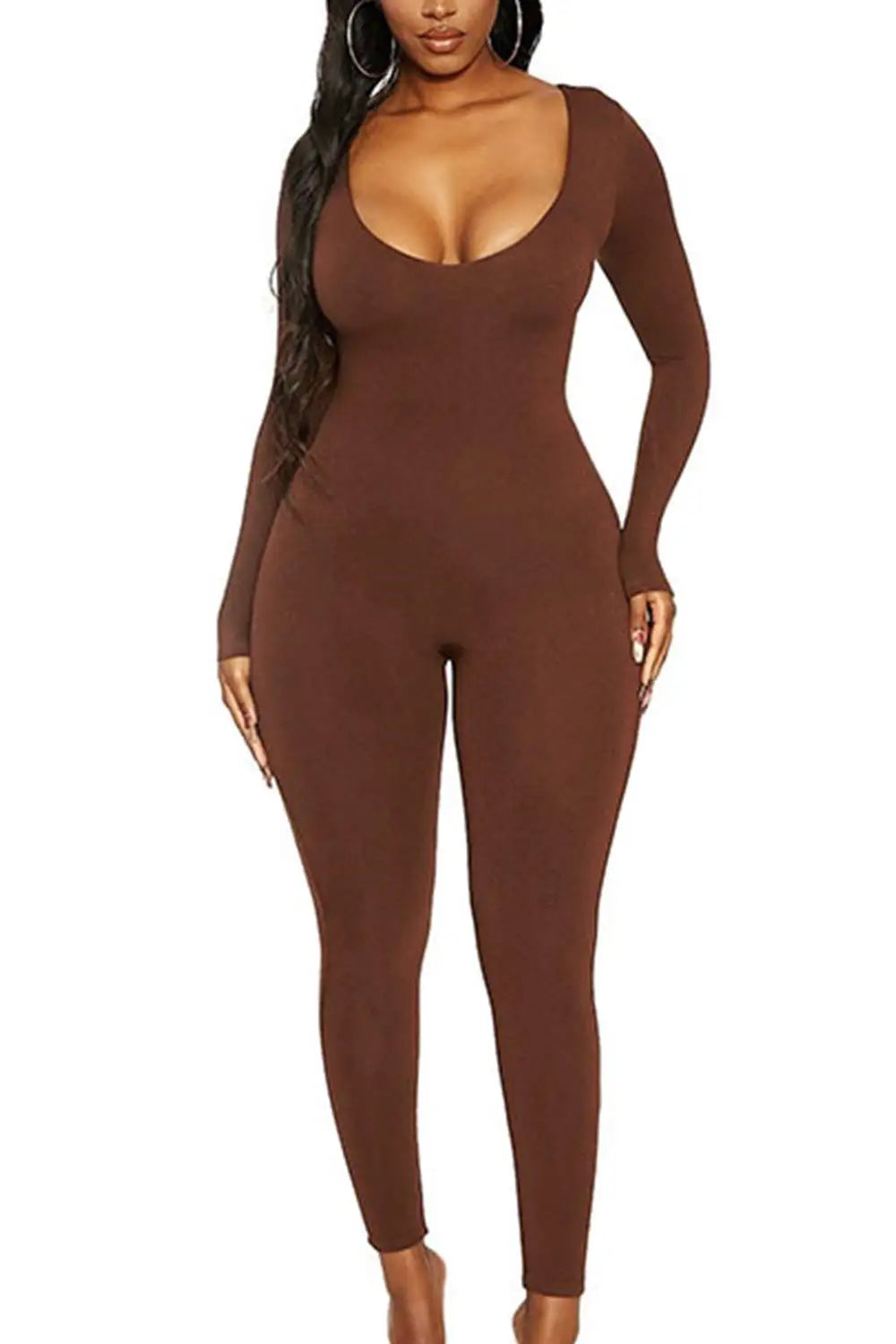 Women S Solid Black Gray Long Sleeve Skiing Jumpsuit Elastic High Fit Fashion Fitness Streetwear Slim Sport Romper