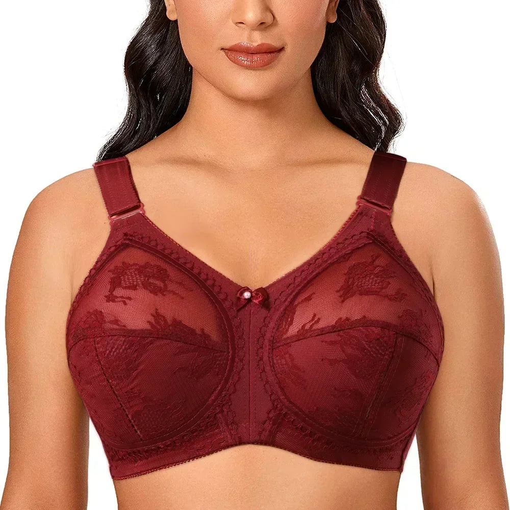 Full Coverage Lace Minimizer Bra Non Padded Plus Size Womens Underwear