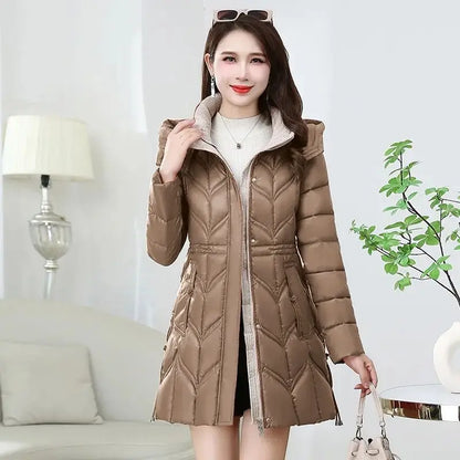 2025 New Winter Jacket Coats For Women Hooded Glossy Down Cotton Parka Warm Casual Padded Cotton Coat