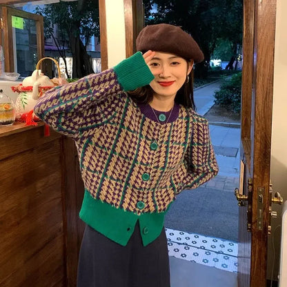 Vintage Side Pockets Batwing Sleeve Womens Knitted Cardigan