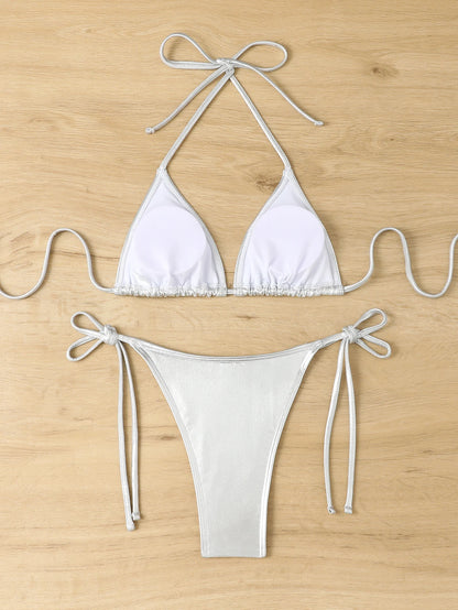 Purple Holographic Metallic String Bikini Aesthetic
