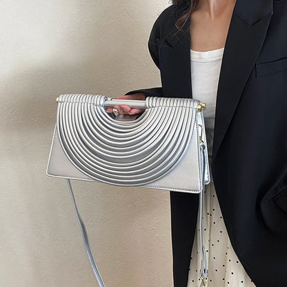 Designer Style Striped Evening Clutch Crossbody Bag