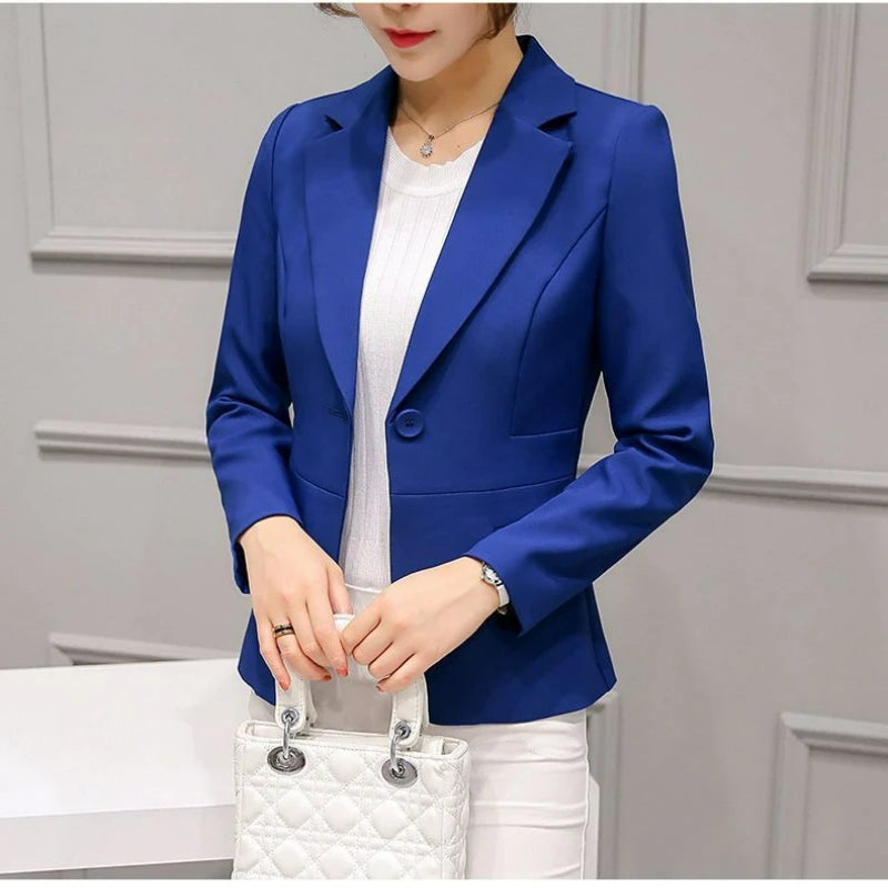 Slim Notched Office Blazer for Women