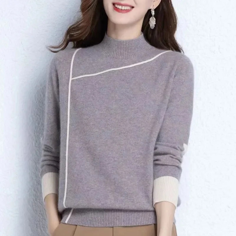 New Korean Turtleneck Knitted Sweater For Women Vintage Warm Twist Loose Pullover Jumper Sueter Mujer