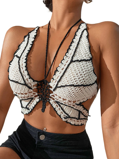 Crochet Butterfly Wings Design Sexy Crop Top