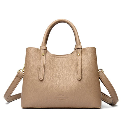 Elegant Textured Leather Top Handle Tote
