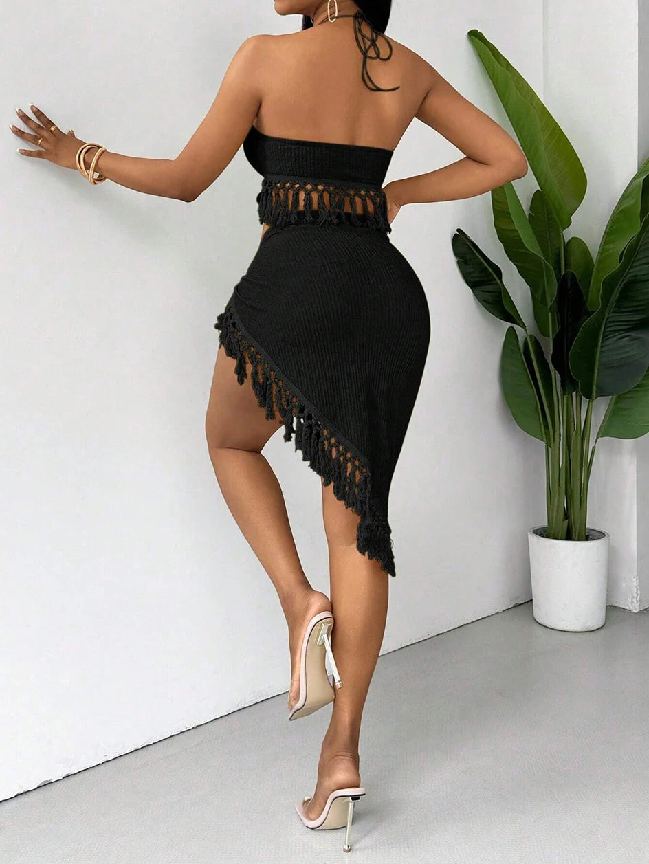 Tassel Skirt Design 3 Pieces Women Bikini Set