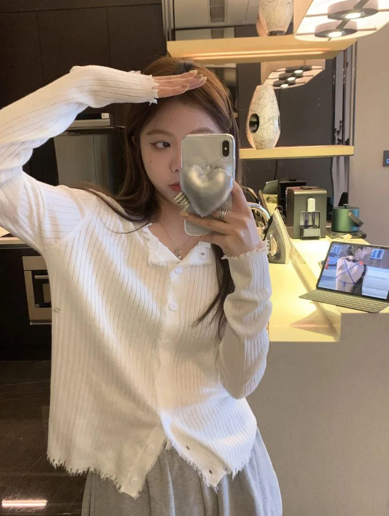 Korean Style O-Neck Knit Cardigan for Women – Autumn 2025