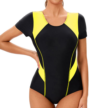 2025 Womens Long Sleeve Surfing Swimsuit One Piece Bodysuit With Leaf Print Sexy Push Up Bikini Summer Swimwear