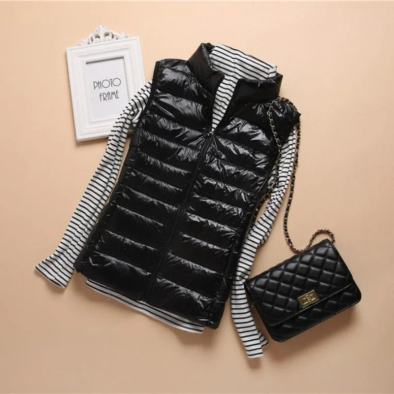 Soft Ultralight Sleeveless White Duck Down Vest For Women