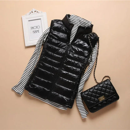 Soft Ultralight Sleeveless White Duck Down Vest For Women