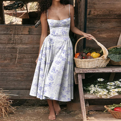 Old Money Aesthetic - Elegant Neutral Corset Midi Dress