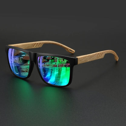 Square UV400 Sunglasses – Wood Grain Unisex Fashion Shades