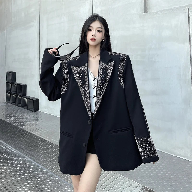 Oversized BF-Style Jacket – Retro Beaded Tatting Coat for Women