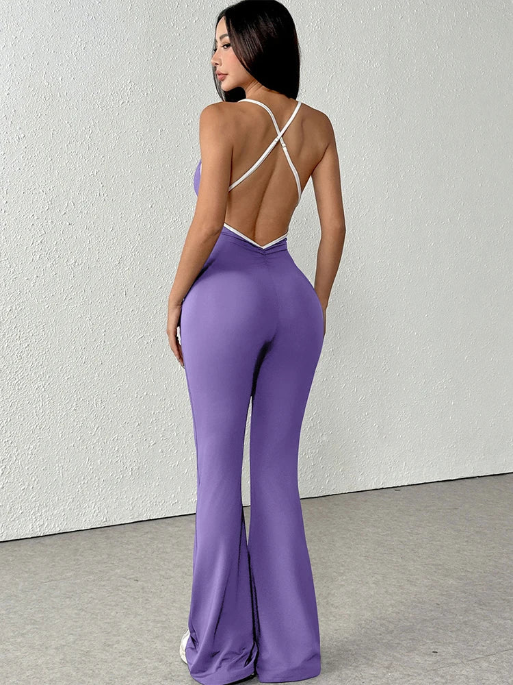 Contemporary Bold: Skew-Collar Lace-Up Slim Jumpsuit