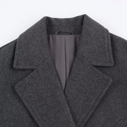 Classic Wool-Blend Overcoat – Elegant Long Coat for Women