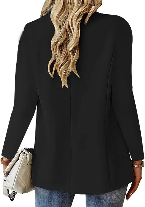 Women’s Casual Blazer – Solid Color Long Sleeve Notched Collar Office Blazer