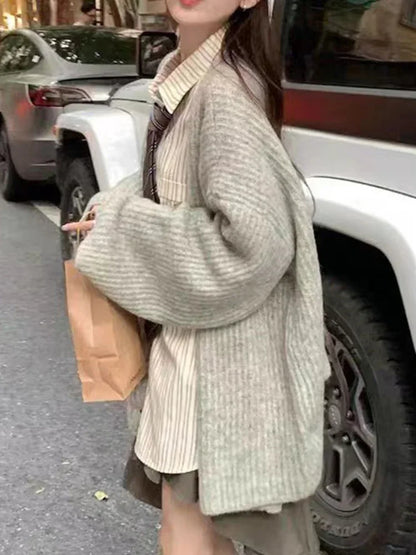 New Winter Style Casual Fall Shoulder Thick Women Men Cardigan Sweater