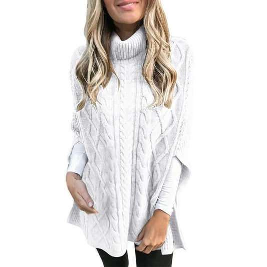 2025 Womens Knitted Turtleneck Sweater Casual Relaxed Twist Knit Pullover Lazy Commute Style