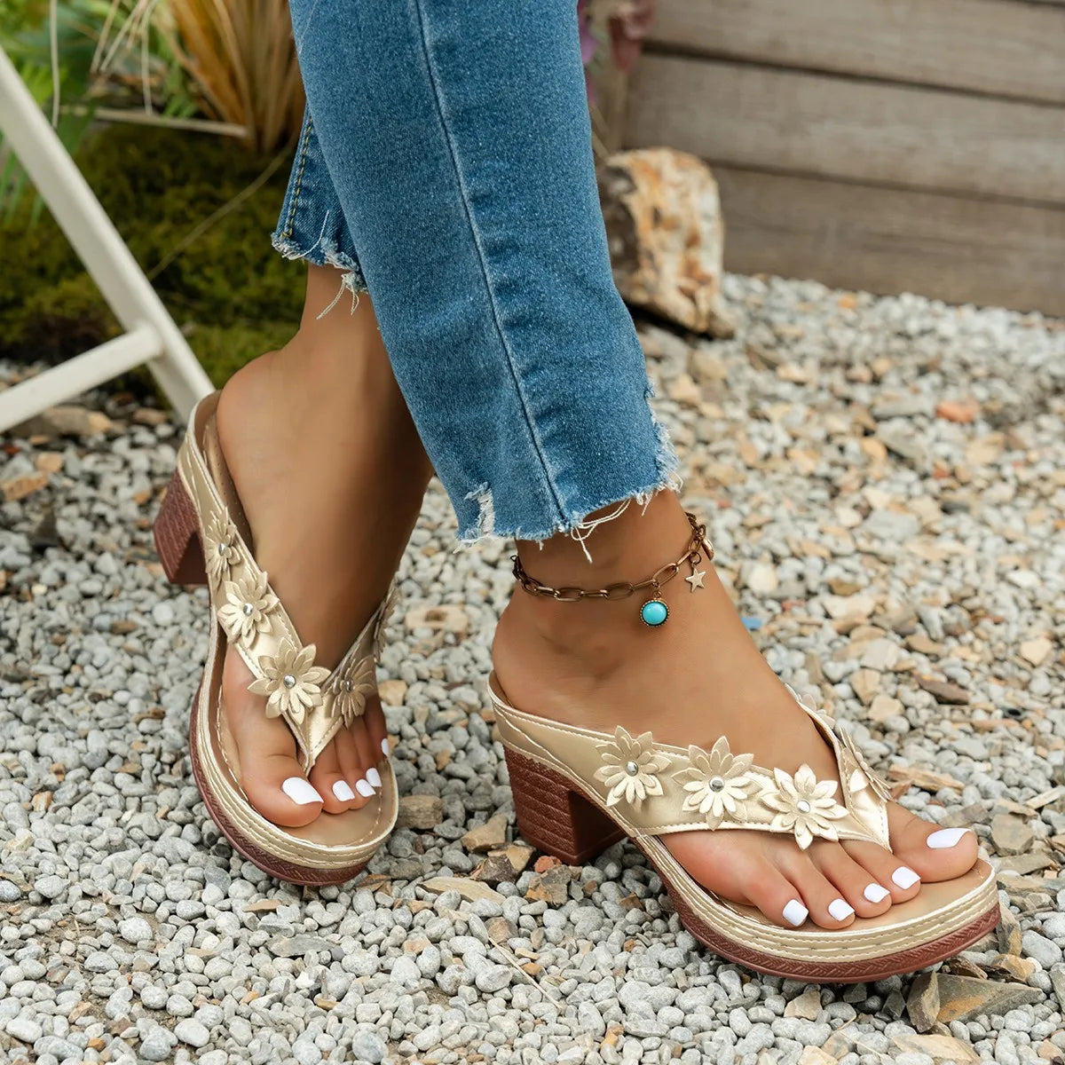 Womens Platform High Heel Luxury Summer Slippers