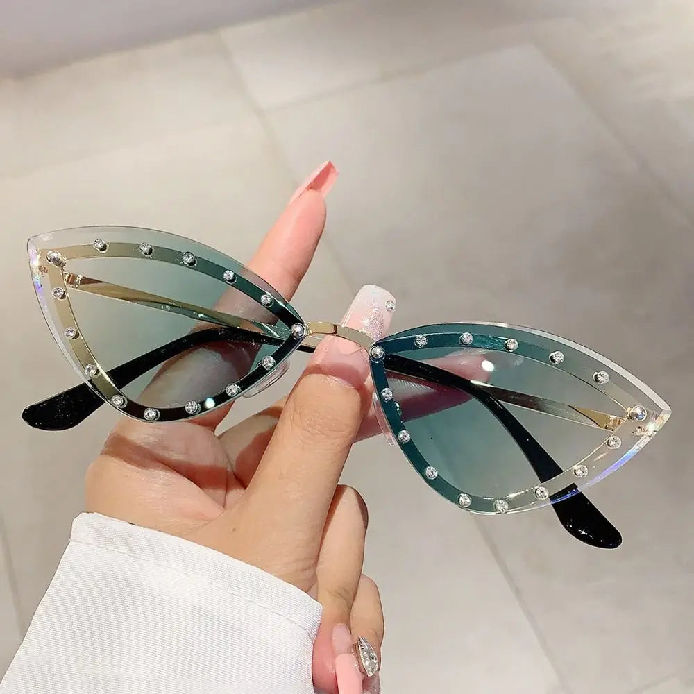 Vintage Rimless Cat Eye Sunglasses