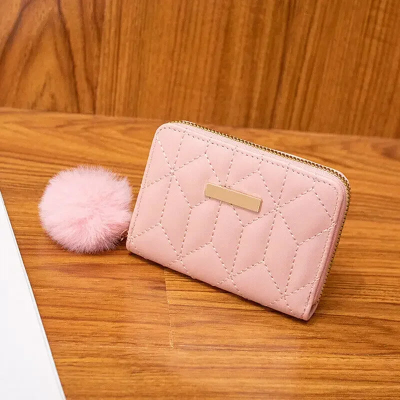 Womens Mini Triangle Leather Wallet Large Capacity Clutch Casual Coin Purse Handbag