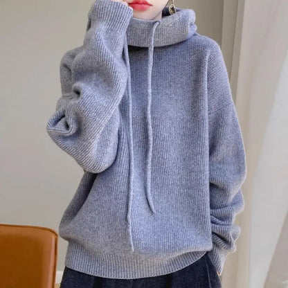 High Neck Hooded Sweatshirt Dress Chic Office Pullover For Women