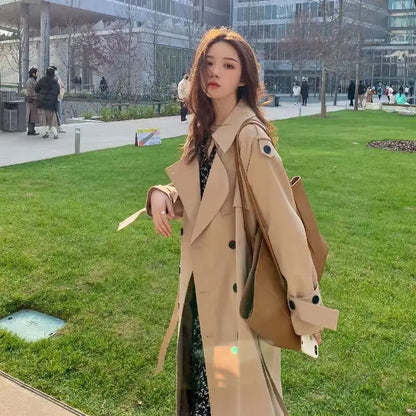 Womens Oversize Long Single Breasted Trench Coat