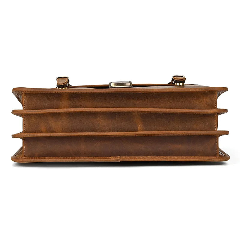 Mens Genuine Leather Briefcase 14 Laptop Messenger Bag Business Portfolio For Documents A4 Files