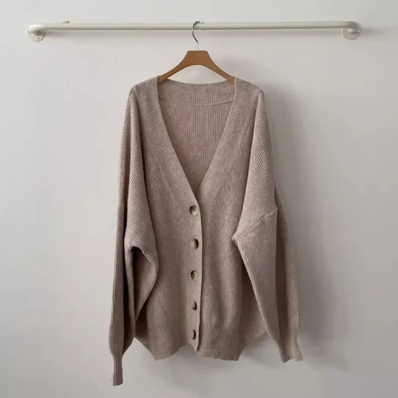 Loose Style Lantern Sleeve Oversized Cardigan Sweaters For Women