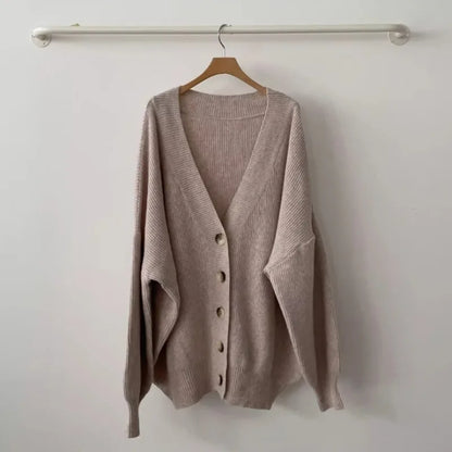 Loose Style Lantern Sleeve Oversized Cardigan Sweaters For Women