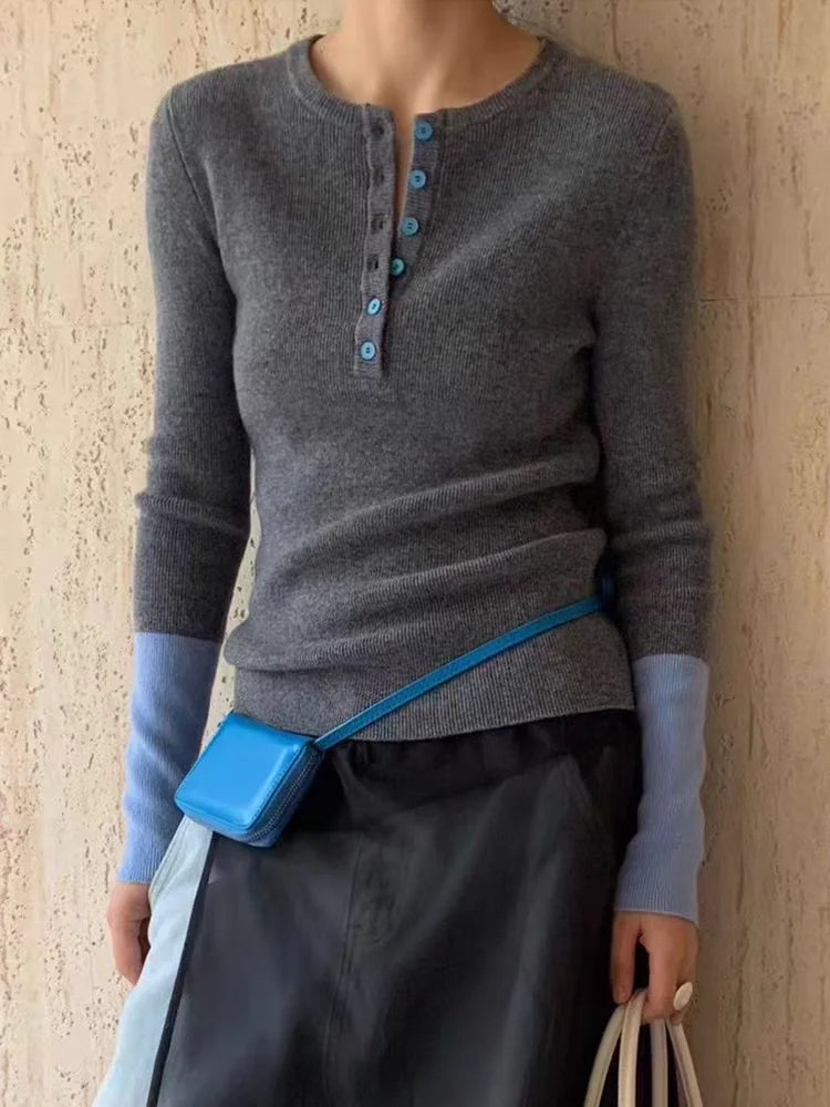 Womens V Neck Knitted Sweater Autumn Winter Slim Fit Soft Pullover Solid Color Basic Knitwear Jumper