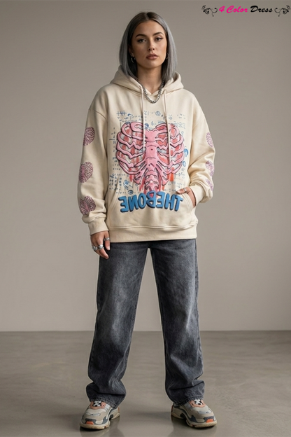 Women Streetwear Style Oversized Skeleton Hoodies