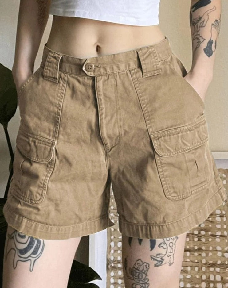 Low Waist Denim Cargo Shorts For Women
