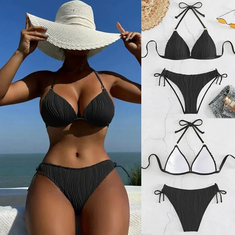 High Cut Women Sexy String Push Up Bikini
