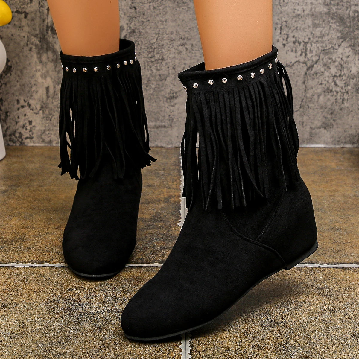 Tassel Low Heel 3 Layers Winter Women Boots