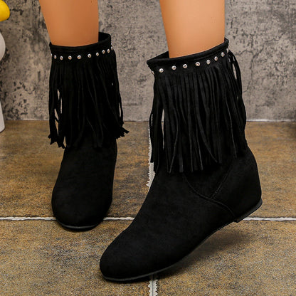 Tassel Low Heel 3 Layers Winter Women Boots