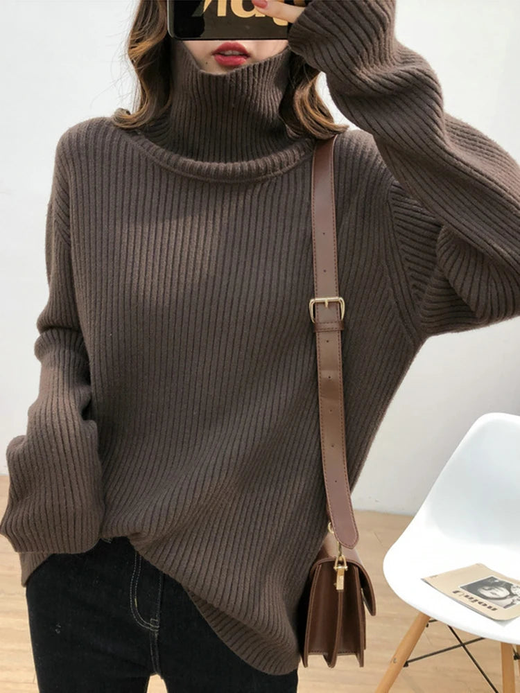 2025 Womens Half Turtleneck Sweater Solid Color Loose Long Sleeve Zipper Top Sporty Casual Autumn Sweatshirt