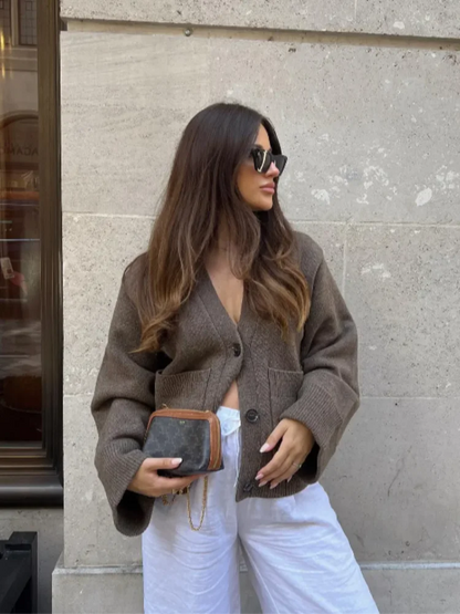 2025 Winter Women S Solid Color Cardigan Knitted Loose Fit Xxl Sweater Coat With Pockets Black