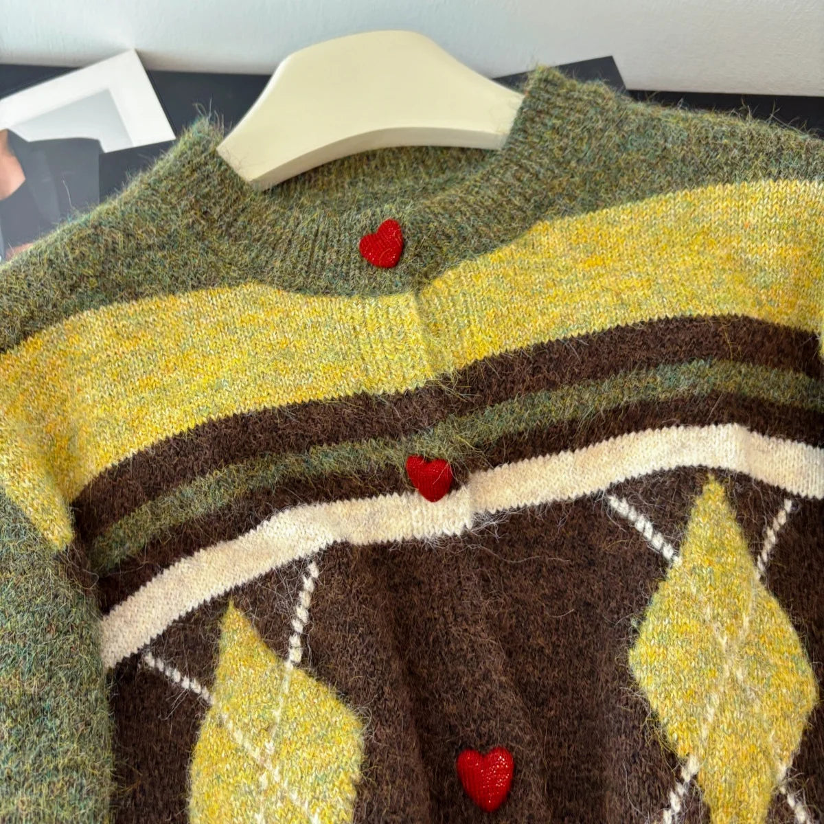 All Green Striped Cool Winter Cardigan Sweaters For Women