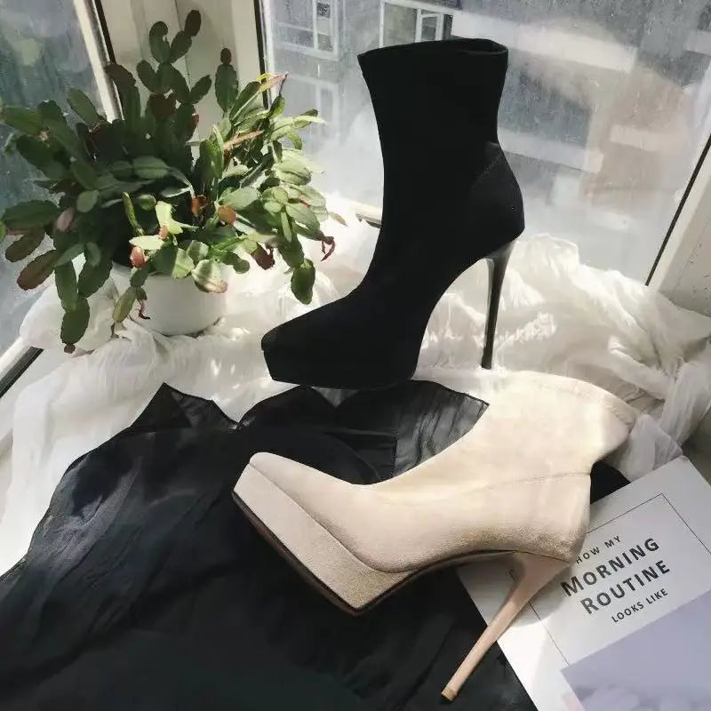 Pointed Toe Embroidery Ethnic Boots For Women Low Heel Red Platform Pumps Modern Designer Plus Size Banquet Shoes