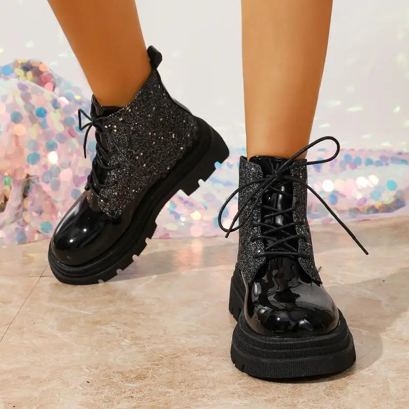 Luxury Silver Design Mid Heel Winter Women Boots