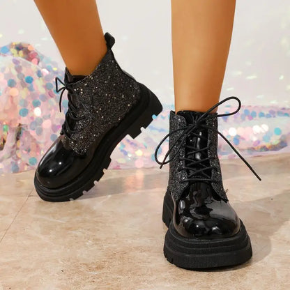 Luxury Silver Design Mid Heel Winter Women Boots