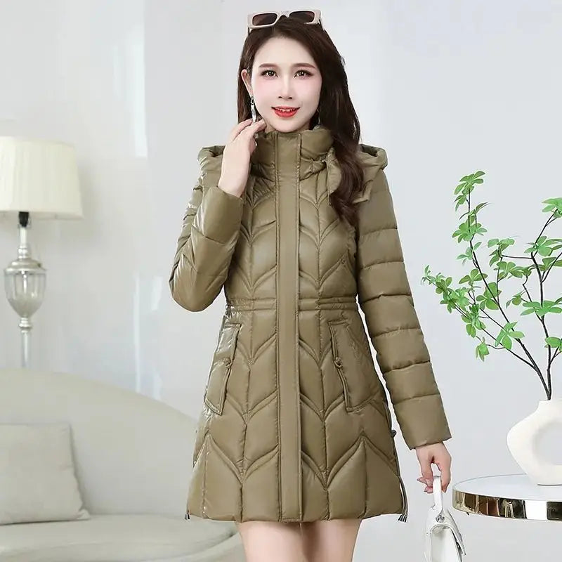 2025 New Winter Jacket Coats For Women Hooded Glossy Down Cotton Parka Warm Casual Padded Cotton Coat