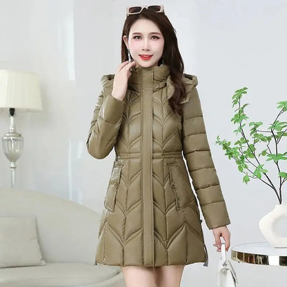 2025 New Winter Jacket Coats For Women Hooded Glossy Down Cotton Parka Warm Casual Padded Cotton Coat