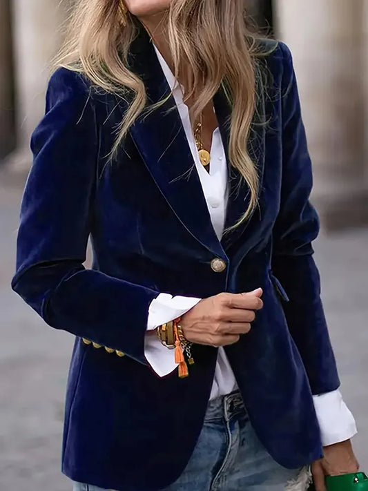 Notched Collar Single Button Blazer for Effortless Chic Asymmetric Street Style